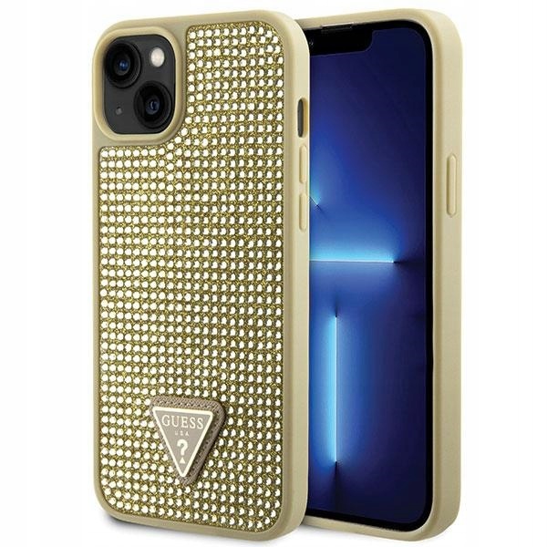 Guess Pouzdro Hardcase Rhinestone Triangle iPhone 14/15/13 6,1" zlaté