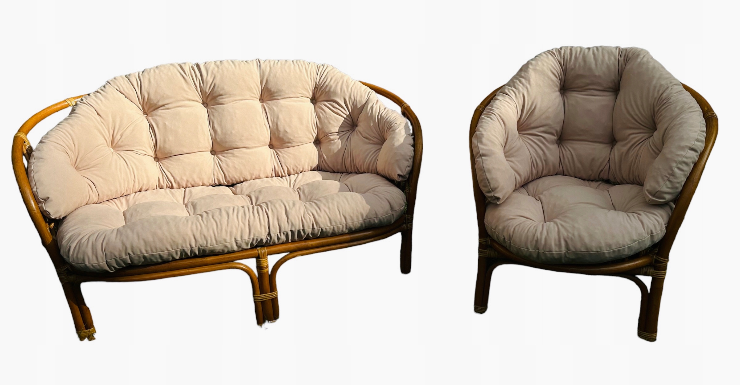 Vankúše Na Ratanový Nábytok Béžová Pohovka Plus Kreslo