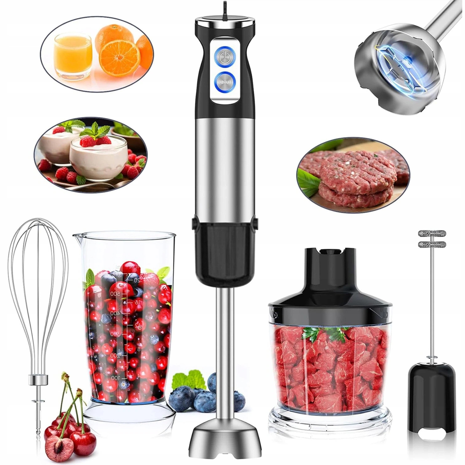 Multifunkční Ručkový Mixér Se 6 Doplňky Pro Servírování Jídla