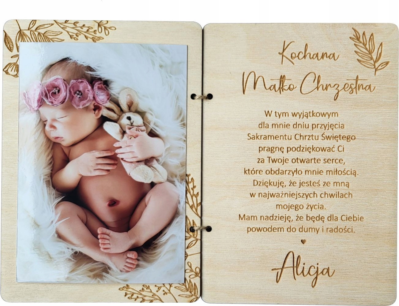 PODZIĘKOWANIE DLA CHRZESTNYCH MATKI CHRZESTNEJ OJCA NA CHRZEST RAMKA STÓPKI Marka grawer_online
