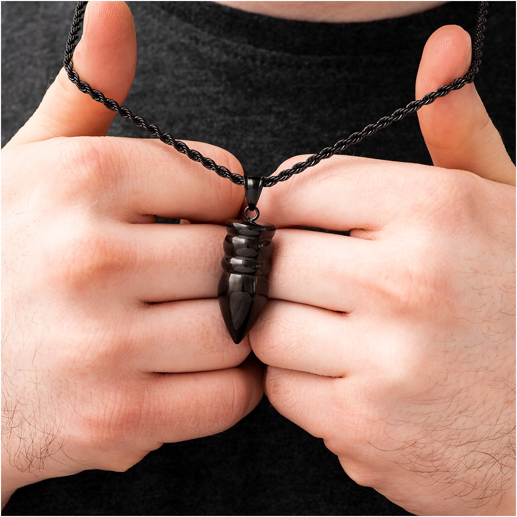 Zawieszka męska anodowana czarna POCISK stal chirurgiczna Kod producenta SZ0563-S