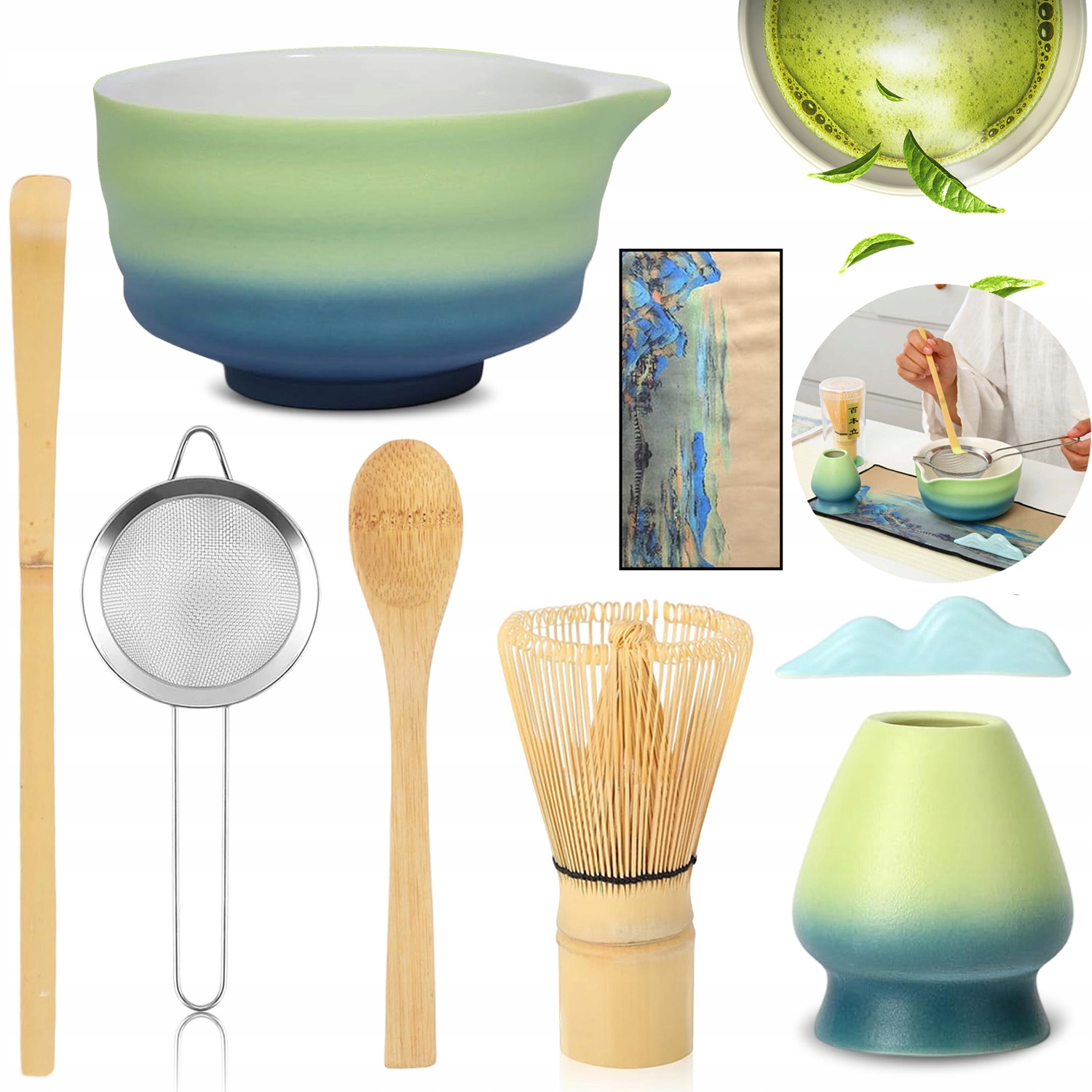 Levně Bambusová Šlehací Metla Na Matchu Matcha Set Keramika Jako Dárek