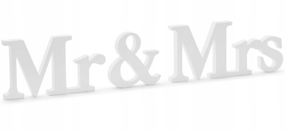 

Drewniany napis Mr & Mrs, biały, 50x9,5cm