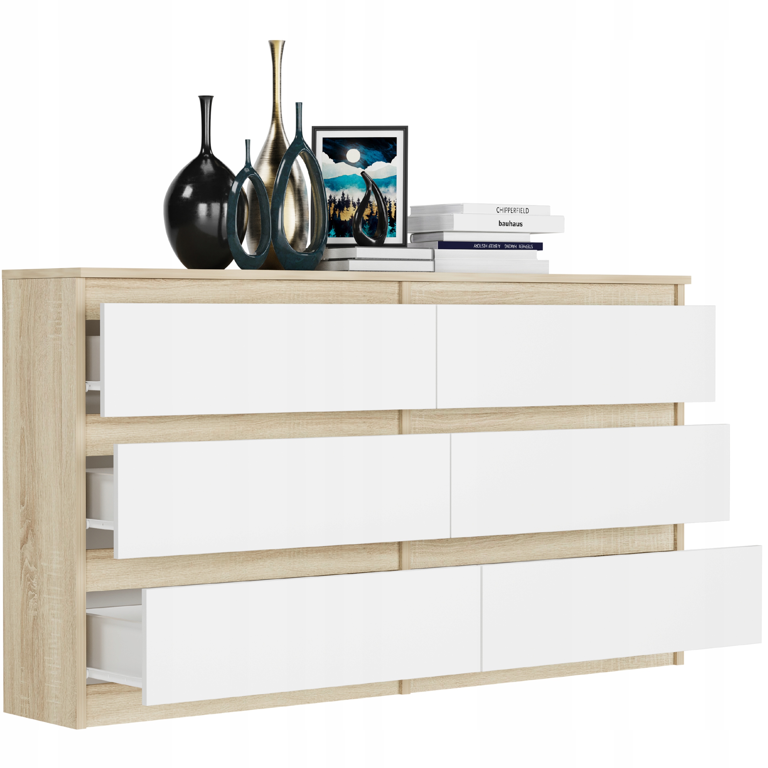 KOMODA 140 CM SZAFKA 6 SZUFLAD PROD PL R-140 MIX SONOMA