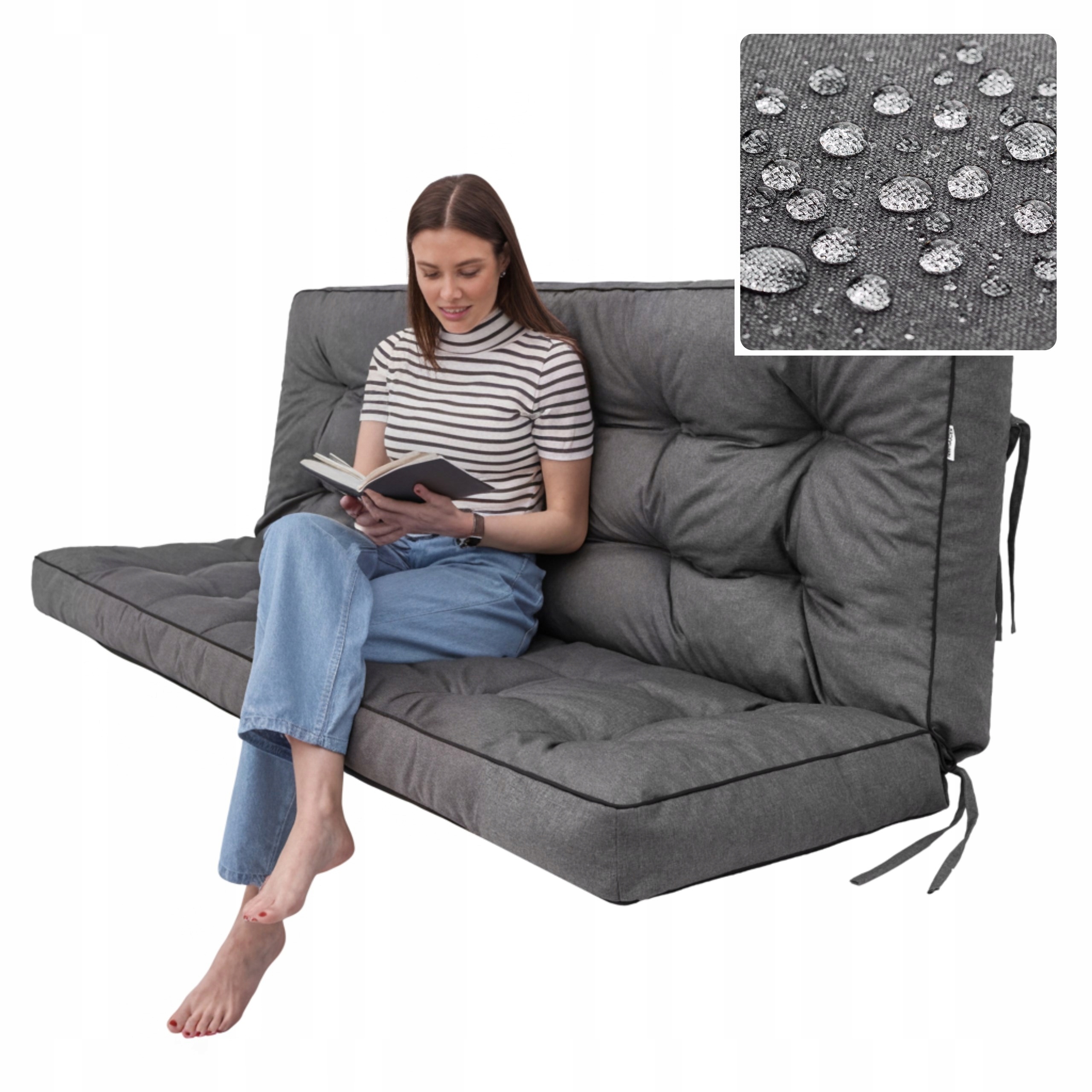 Poduszka Na Huśtawkę Poducha na Ławkę Ogrodową z oparciem Wodoodporna 140cm