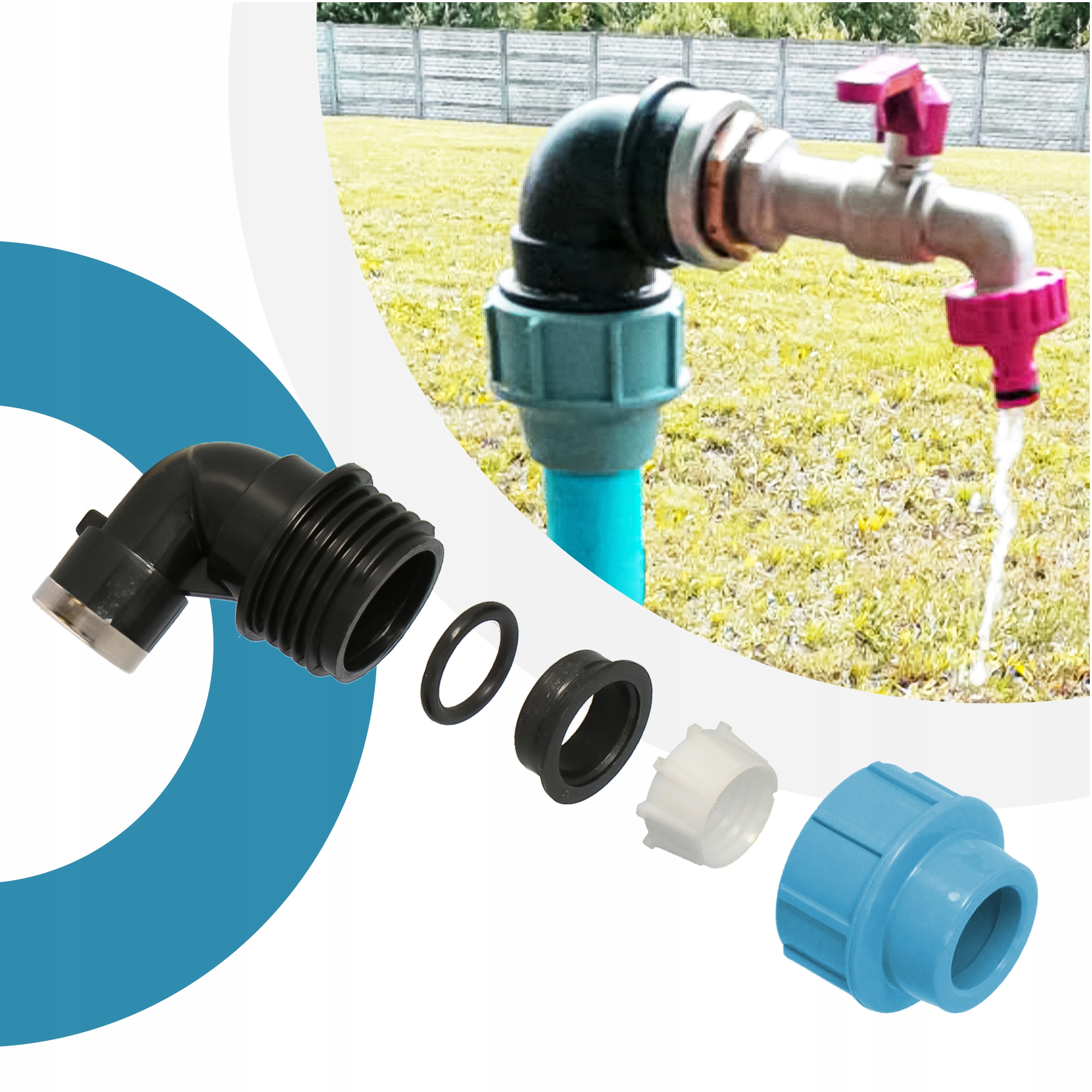 Kolano PE 25x1/2 GW Kształtka PN16 ZŁĄCZKA SKRĘCANA Łącznik Rur Wodociągowe Materiał wykonania PE