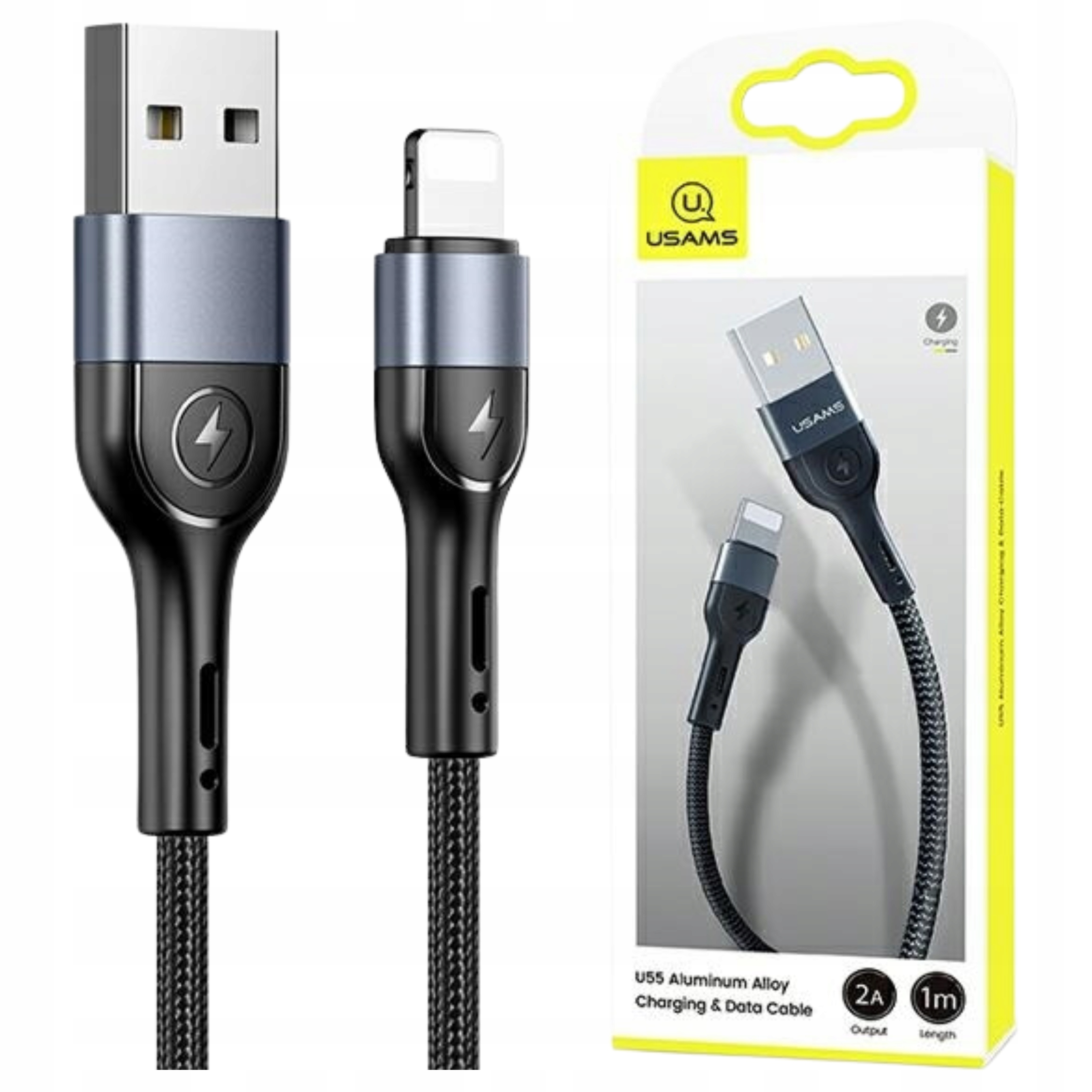 Usams Kabel Do Lightning 1M Do Iphone 2A Pleciony Z Led Z Szybkim