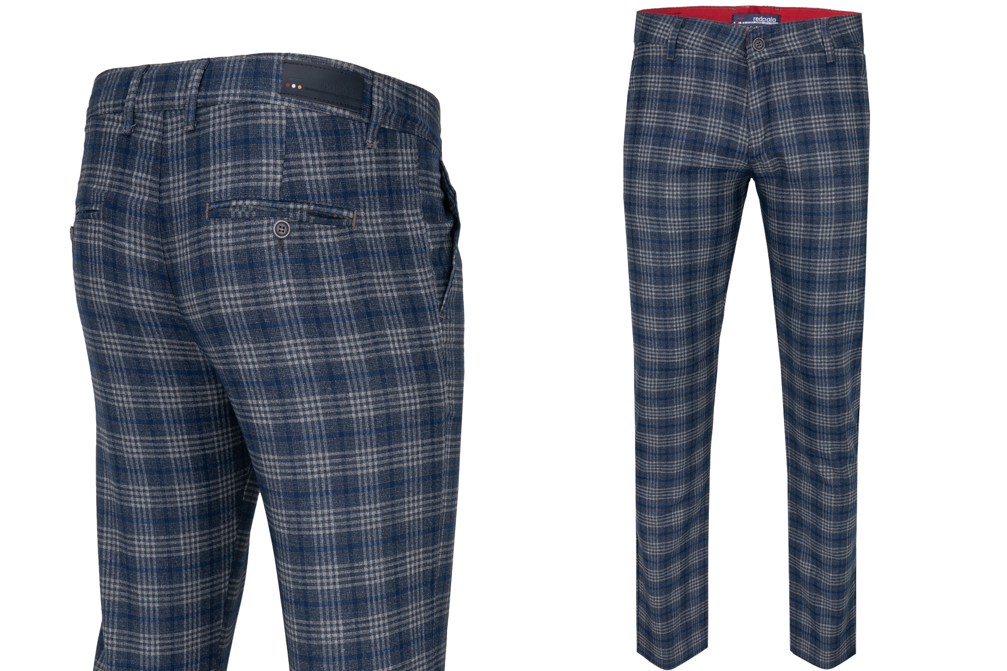 Pánské Elegantní Kostkované Kalhoty Klasické Tmavě Modré Casual: 34/34