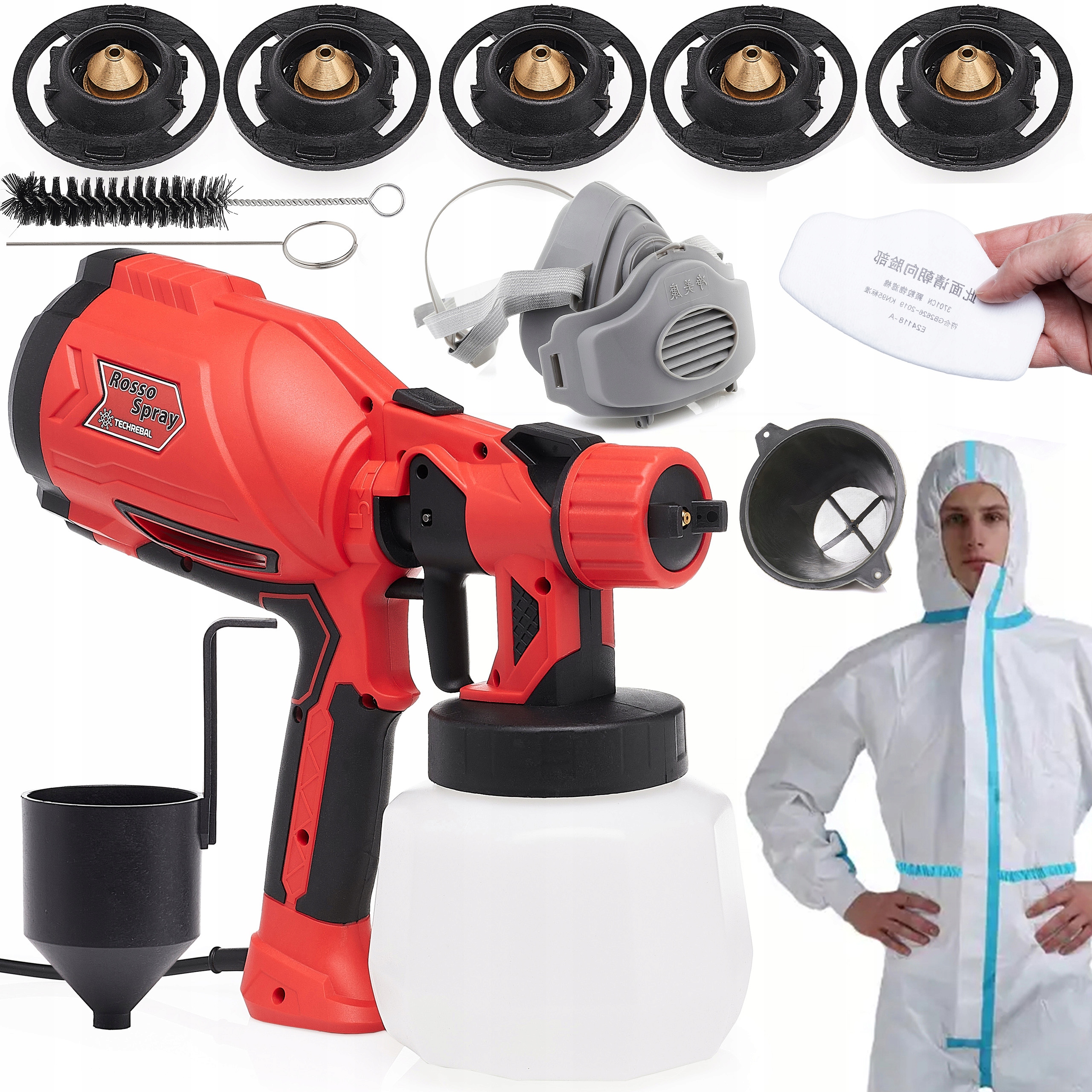 Pistole Malířský Agregát 870W Nádrž 1200 ML Sada Maska Kombinéza