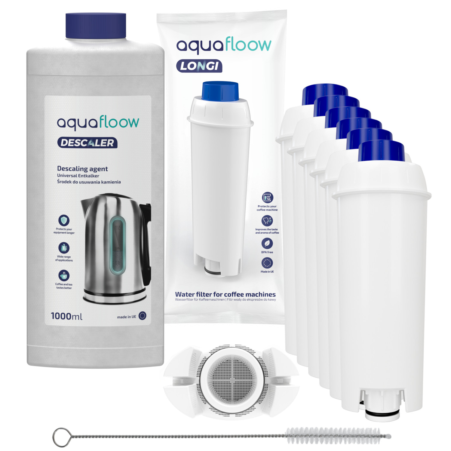 6x Filtr wody do ekspresu DELONGHI DINAMICA + płyn