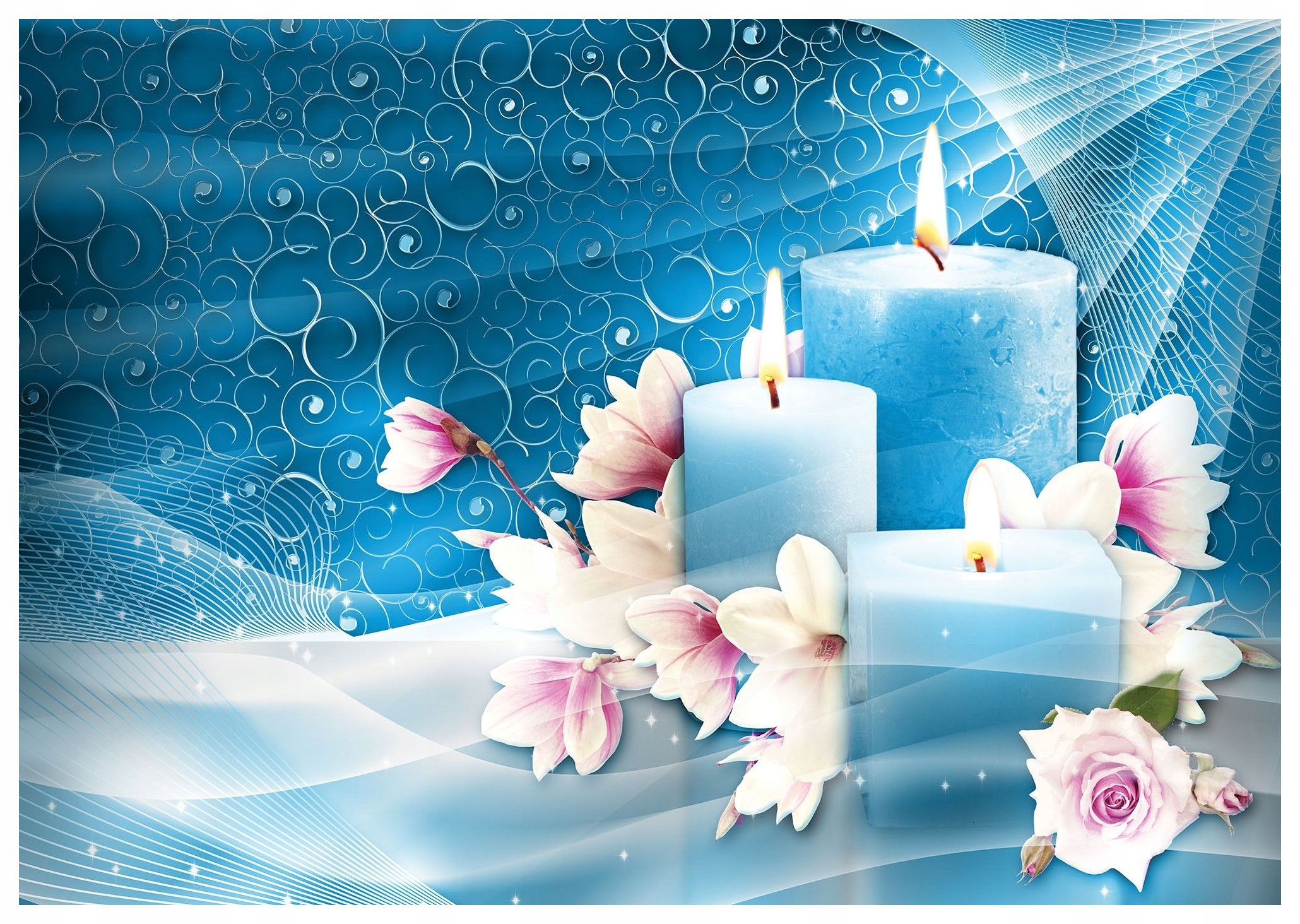 Fototapeta Sviečky Ruže Modrá vinylová jemné pozadie 416x254 lepidlo