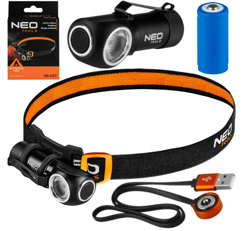 Neo Latarka Czołowa Akumulator Usb Led Czołówka