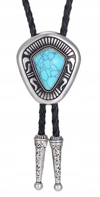 Kravata westernová bolo pletená z přírodní kůže s tyrkysem