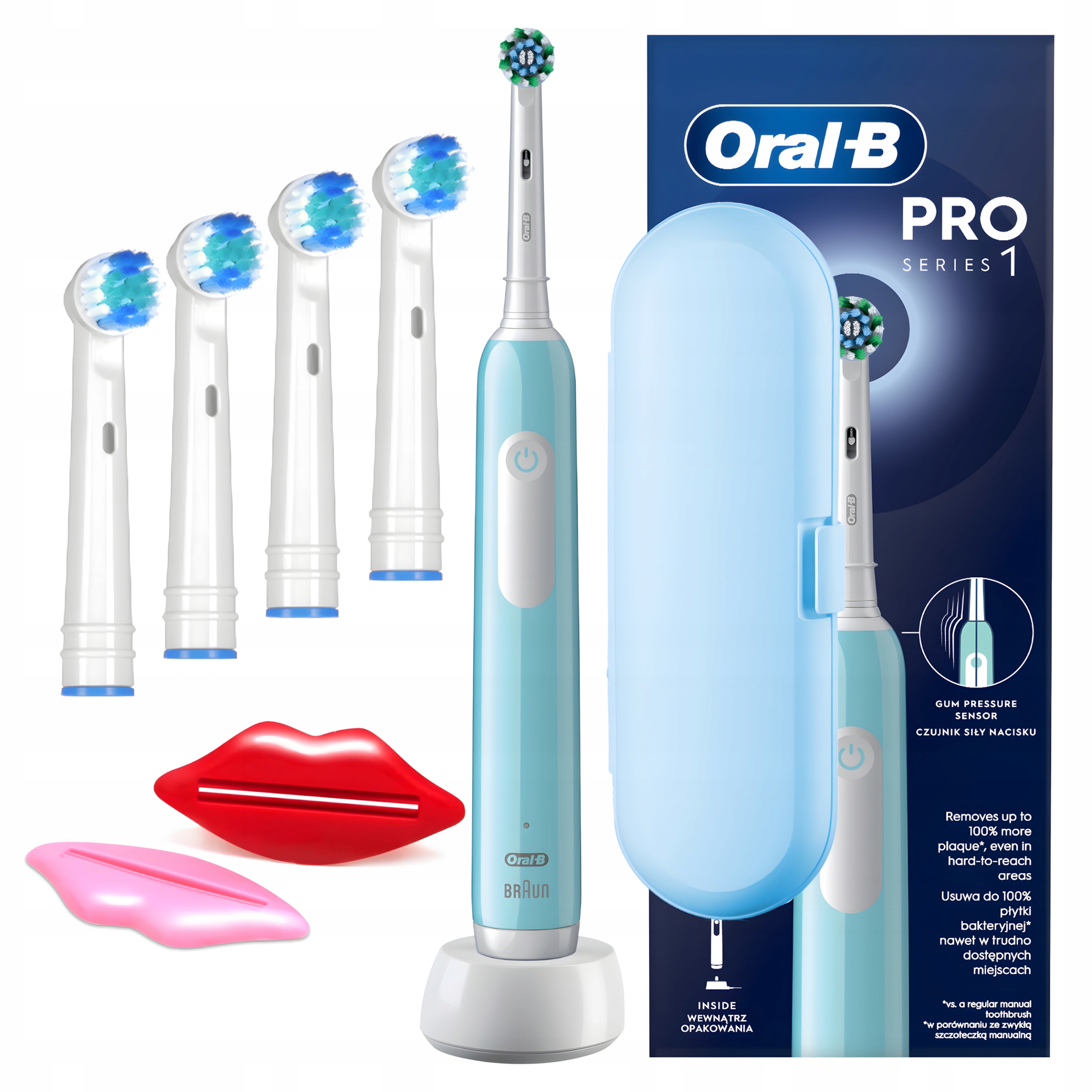 Zestaw, Szczoteczka Elektryczna do Zębów Oral-B Pro Series 1 Niebieska Etui