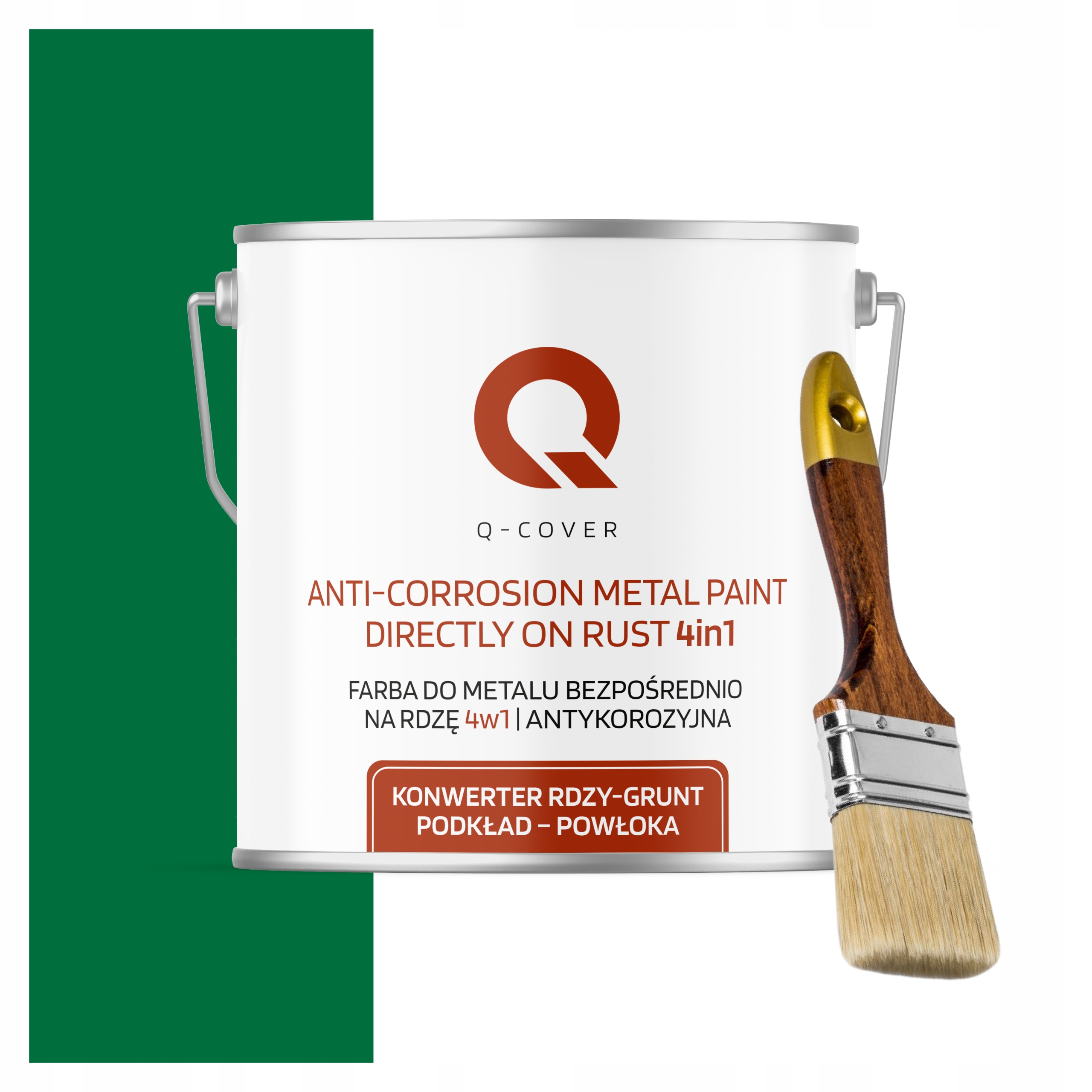 Farba na kov Antikorózna 5L Satén Farba zelená štetec Ral 6029