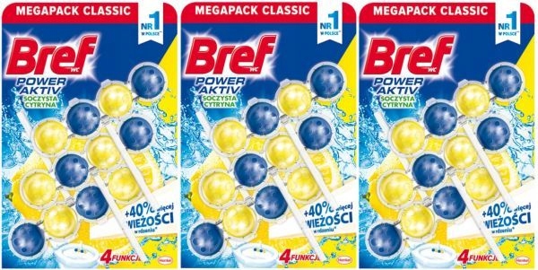 

Zawieszka do muszli Wc Bref Power Aktiv Lemon x 3