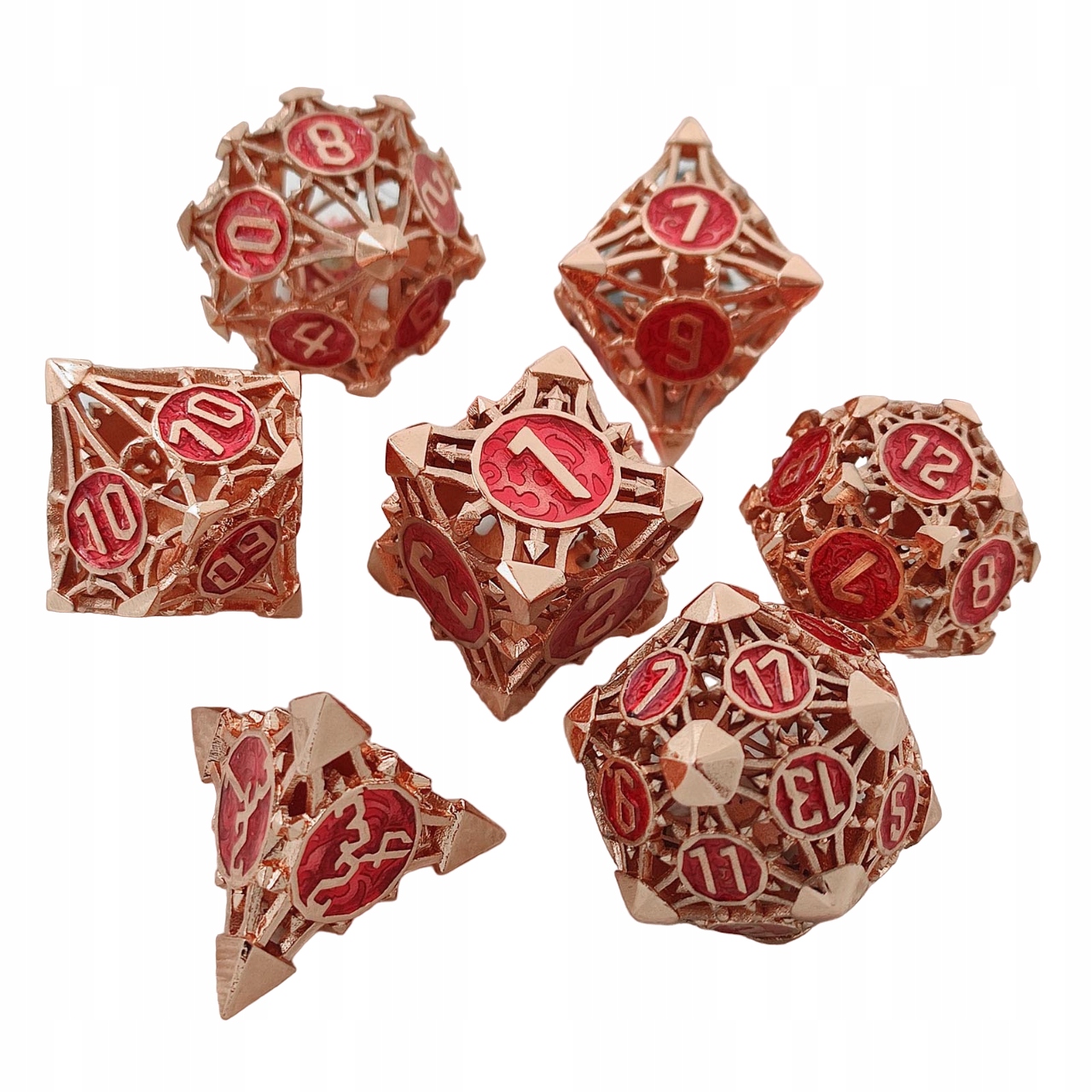 KRASNOLUDZKI ŻAR ZESTAW 7 METALOWYCH KOŚCI RPG