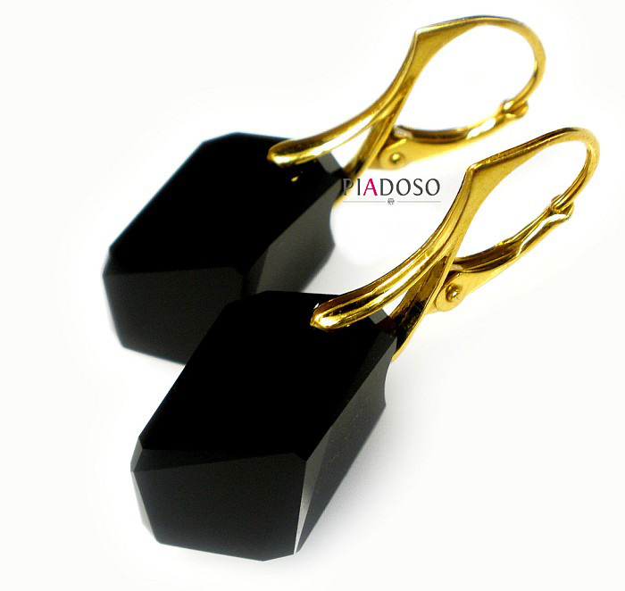 Krystaly Krásné Náušnice Jet Zlaté Stříbro