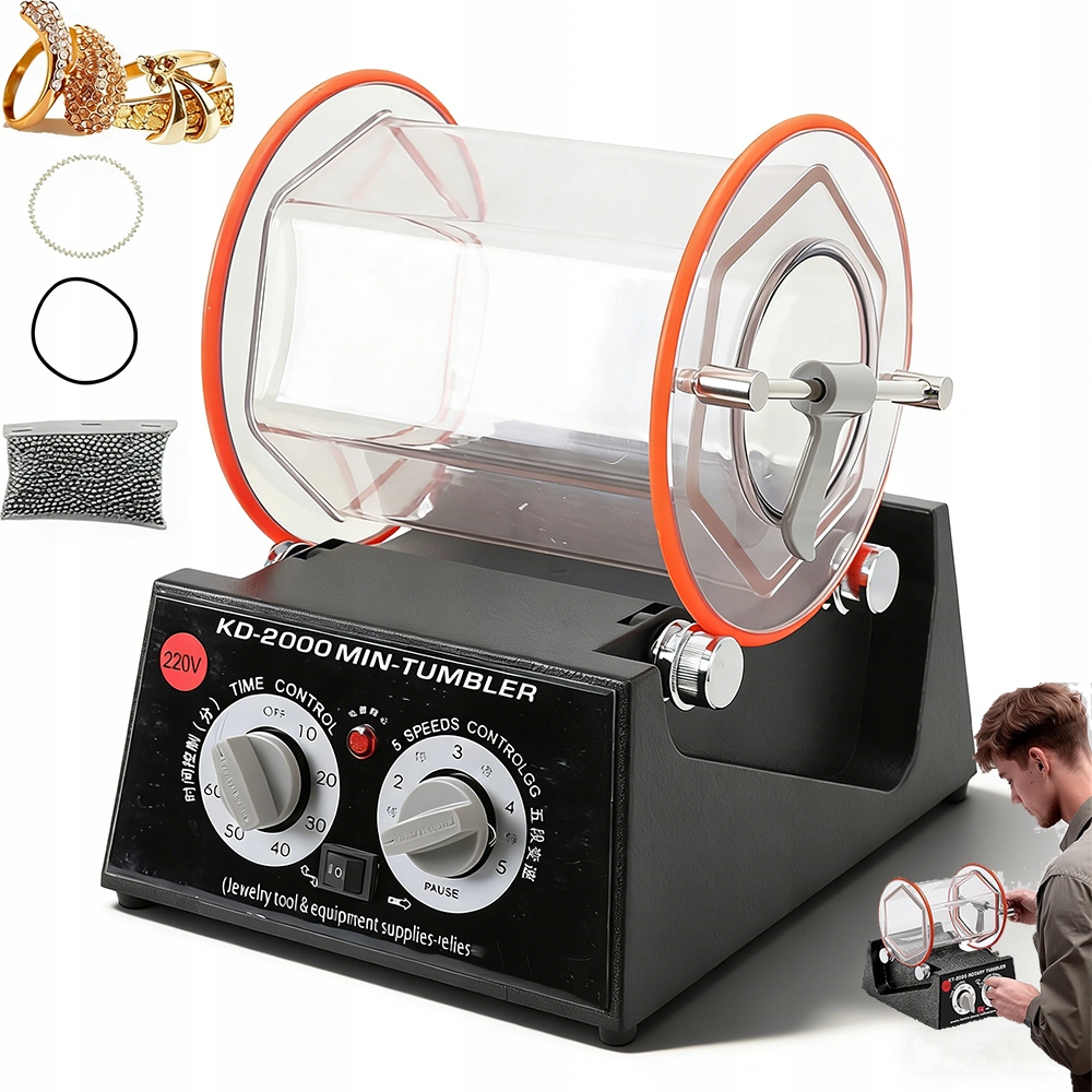 Tumbler Obrotowy Polerka Maszyna Do Polerowania Biżuterii 60W 5 Prędkości
