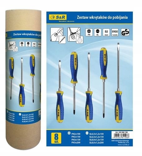 Skrutkovač na bitie, sada 8ks pre montážne práce S2 S&r