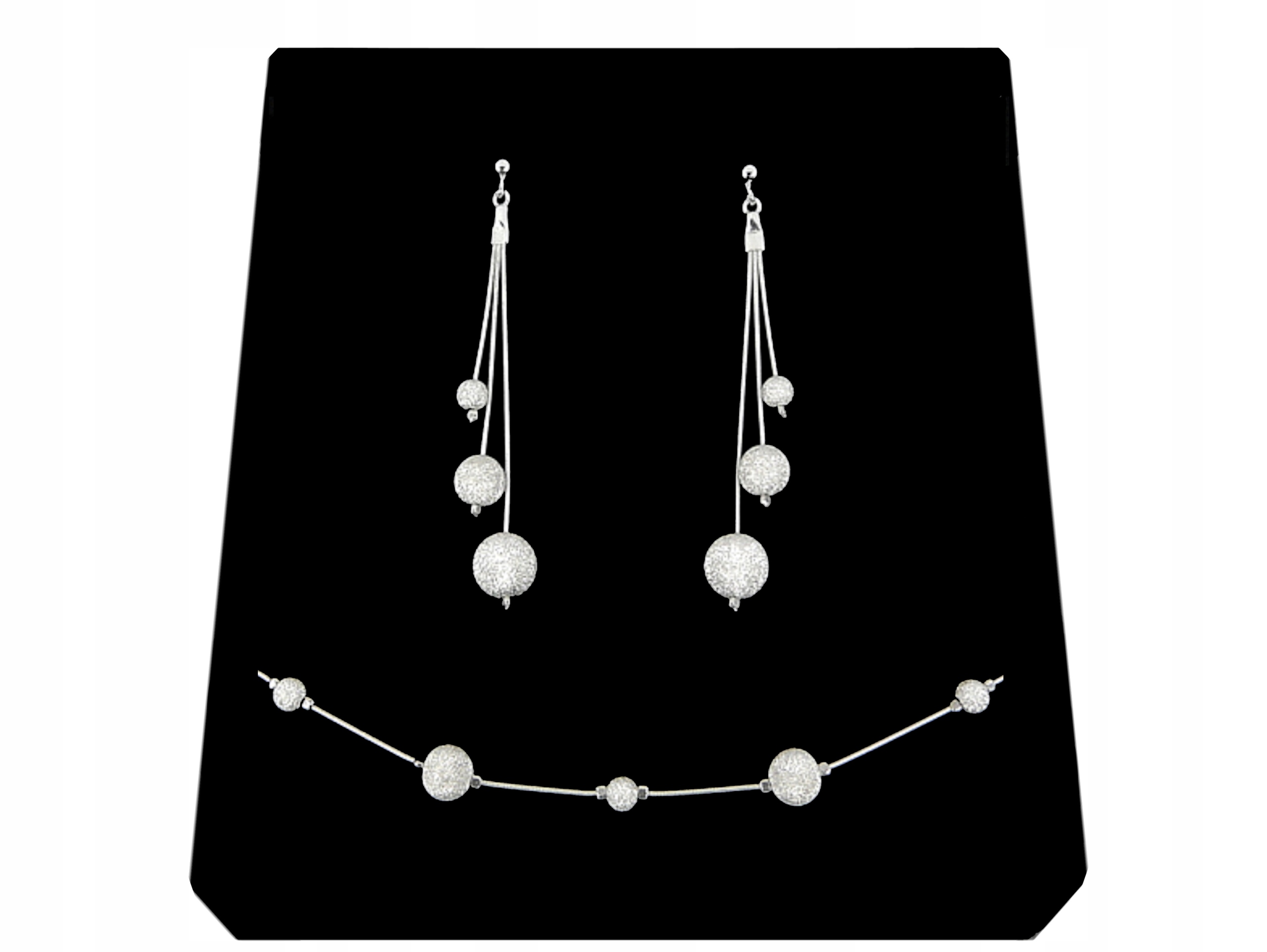 

Srebrny Komplet Kulki Diamentowane srebro 925