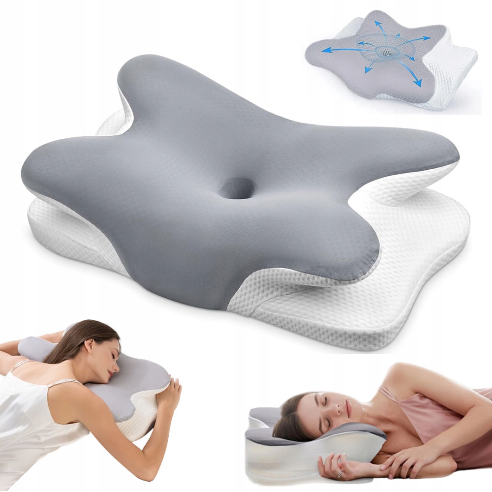 Poduszka Ortopedyczna Motylek Ergonomiczna Szara 65 x 37.9 x 13.3 cm