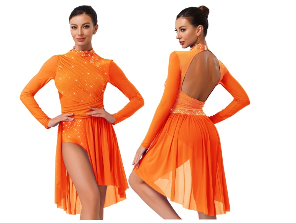 Sukienka Damska Do Tańca Do Baletu Body Strój Pomarańczowa Tutu M 2598