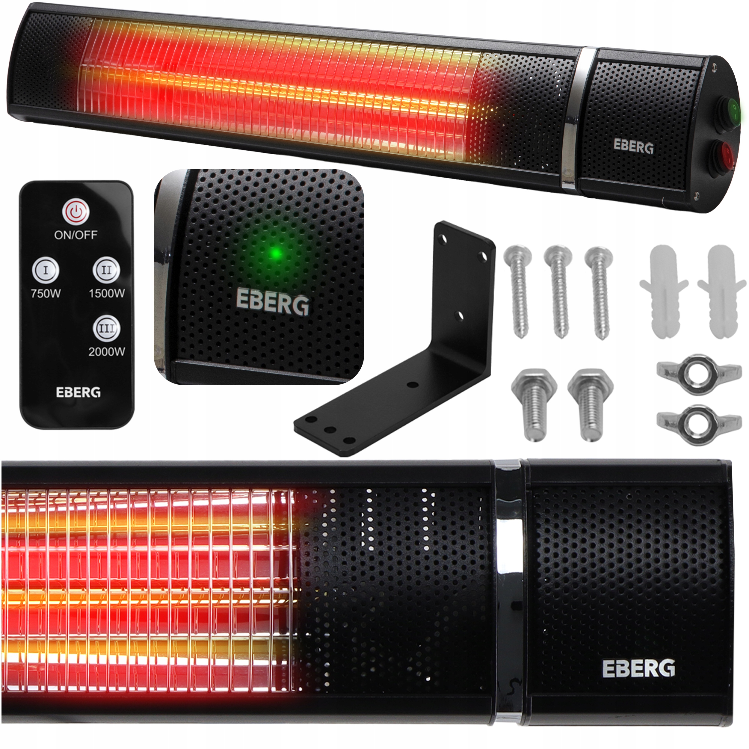 Promiennik podczerwieni ciepła EBERG grzejnik elektryczny ścienny 2kW+pilot