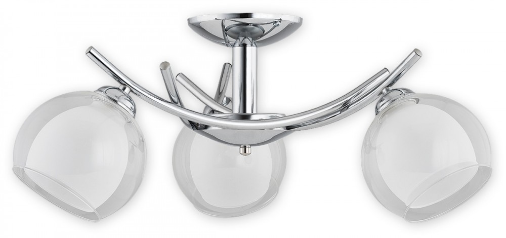 Stropní lampa Altea s kulatými stínítky na stříbrných příčkách do obývacího pokoje