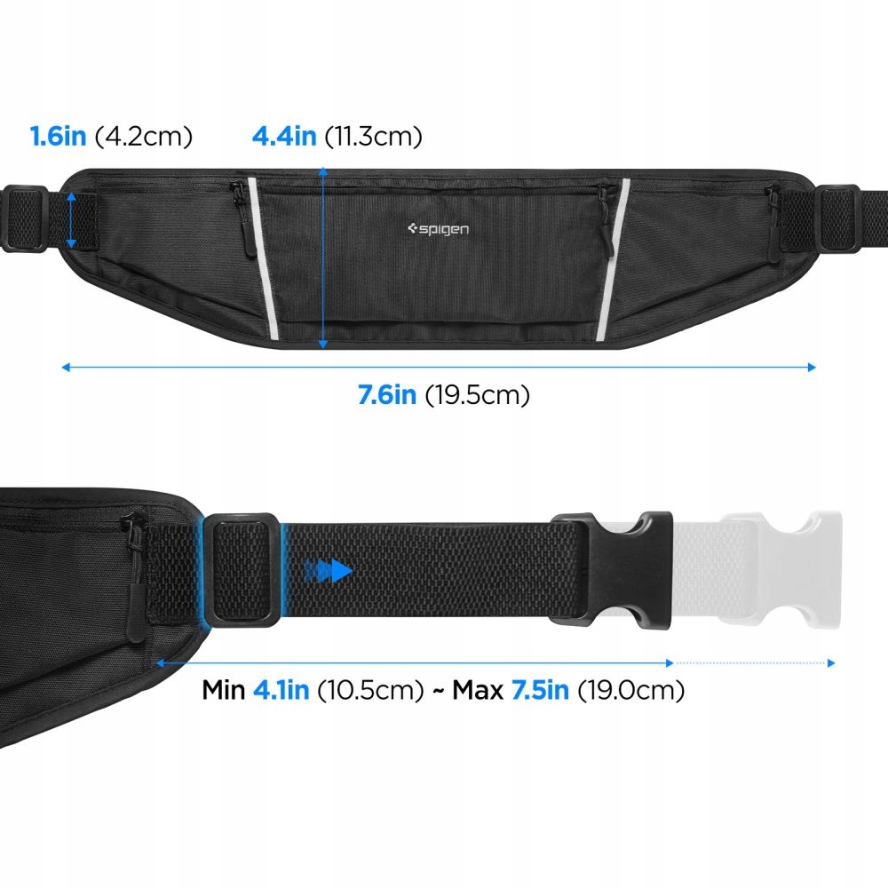 SPIGEN SPORTOWA OPASKA ETUI NERKA SASZETKA PAS DO BIEGANIA ROWER JOGGING Kolor dominujący czarny