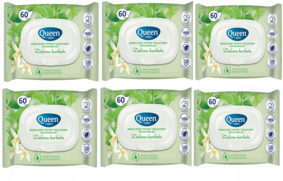 

6x Nawilżany papier toaletowy Queen Zapachowy 60sz