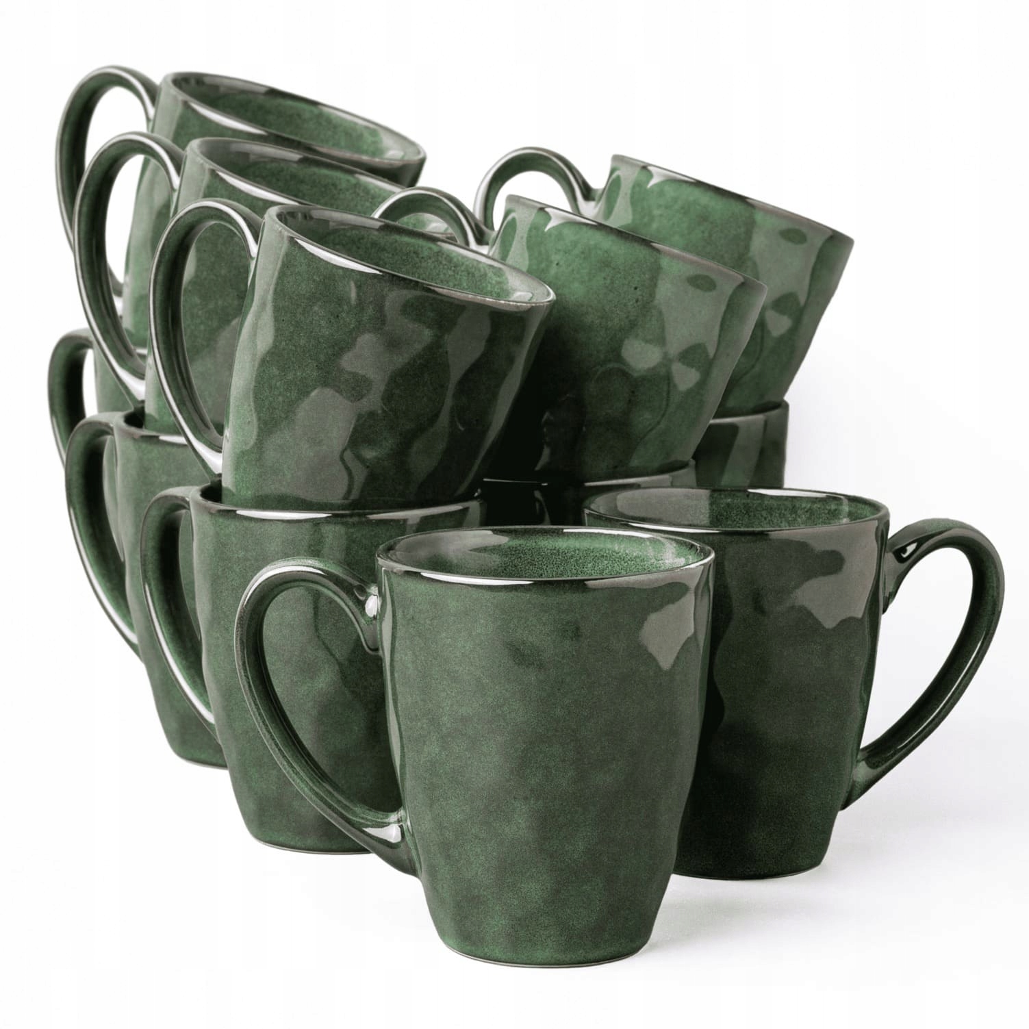 Sada Hrnčekov Pre 12 Osôb, Moderné Šálky Na Kávu A Umývačku Riadu, Komplet Zelená
