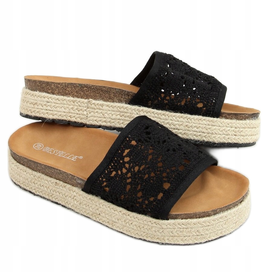 

Klapki espadryle ażurowe czarne 20-349 r.39