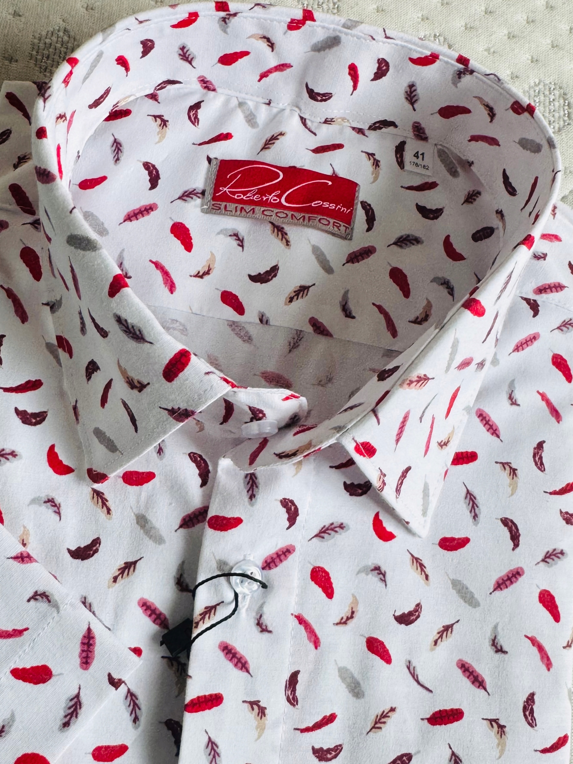 Roberto Cossini pánská košile slim peří krátký rukáv 46 176/182 30313/2