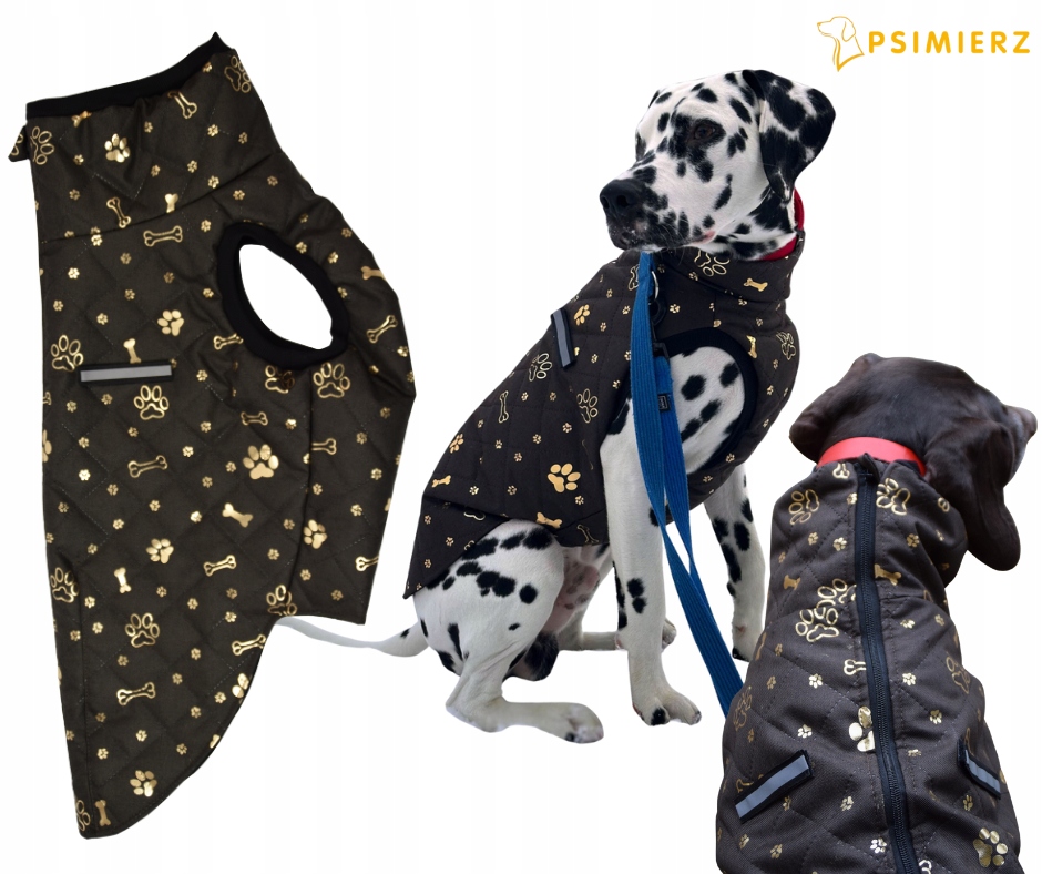 Levně Oblečení pro velkého psa XL hnědá zlatá bunda pro dalmatina