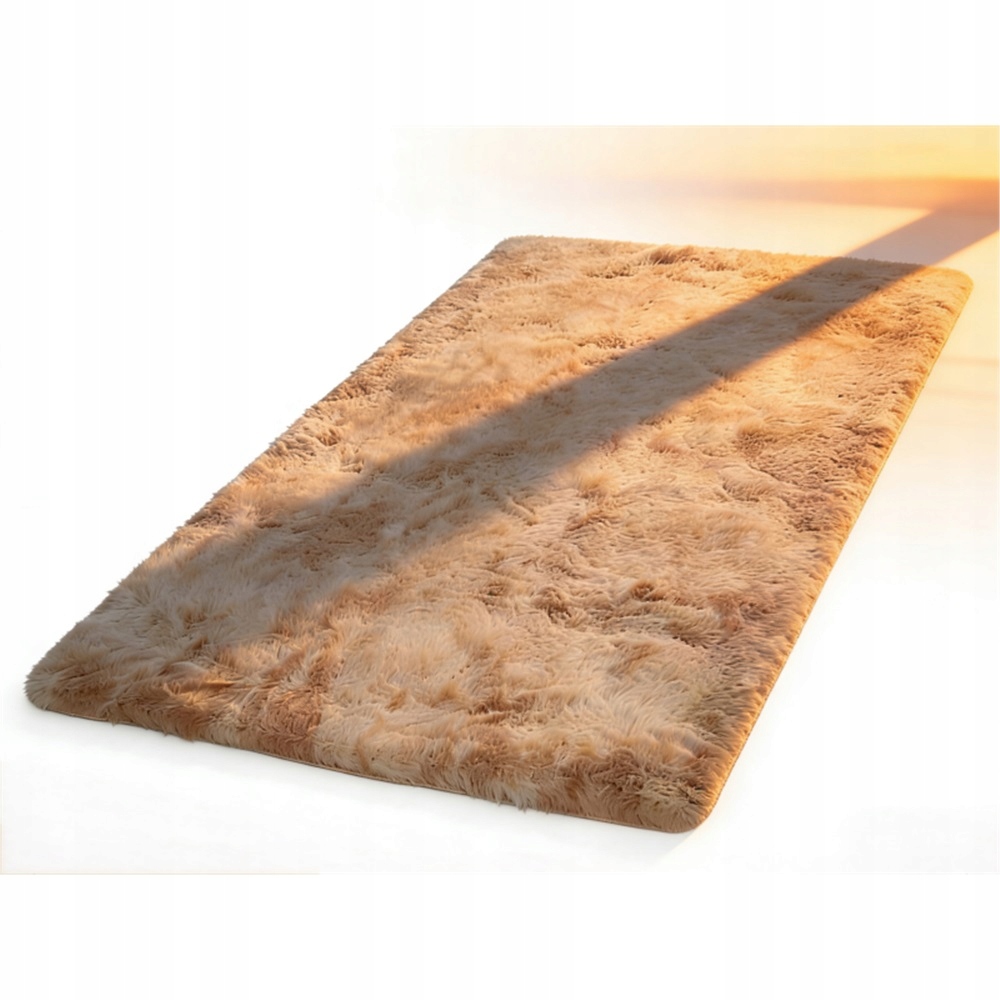 Plyšový Koberec 180x285 Nadýchaný Kožušinový Mäkký Milý Vysoký Módny kamelový