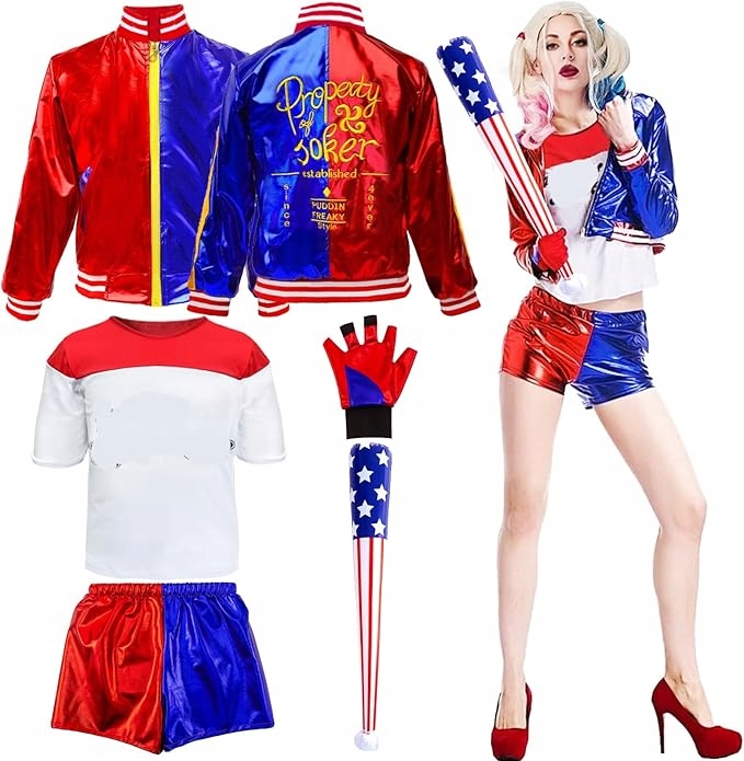 Kostým převlek Harley Queen styl Gotam Halloween palička 163-168 cm
