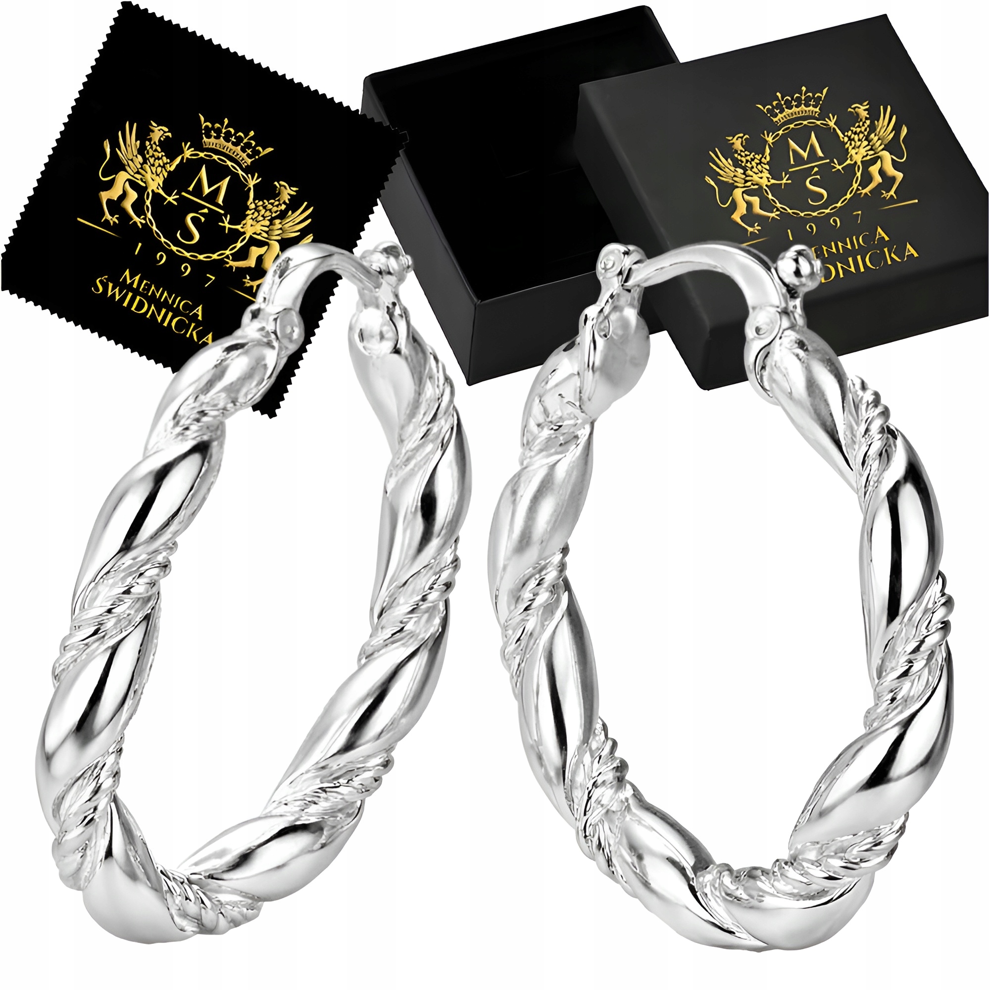 Stříbrné Náušnice 925 Elegantní klasická kroucená kolečka pro ženy jako Dárek