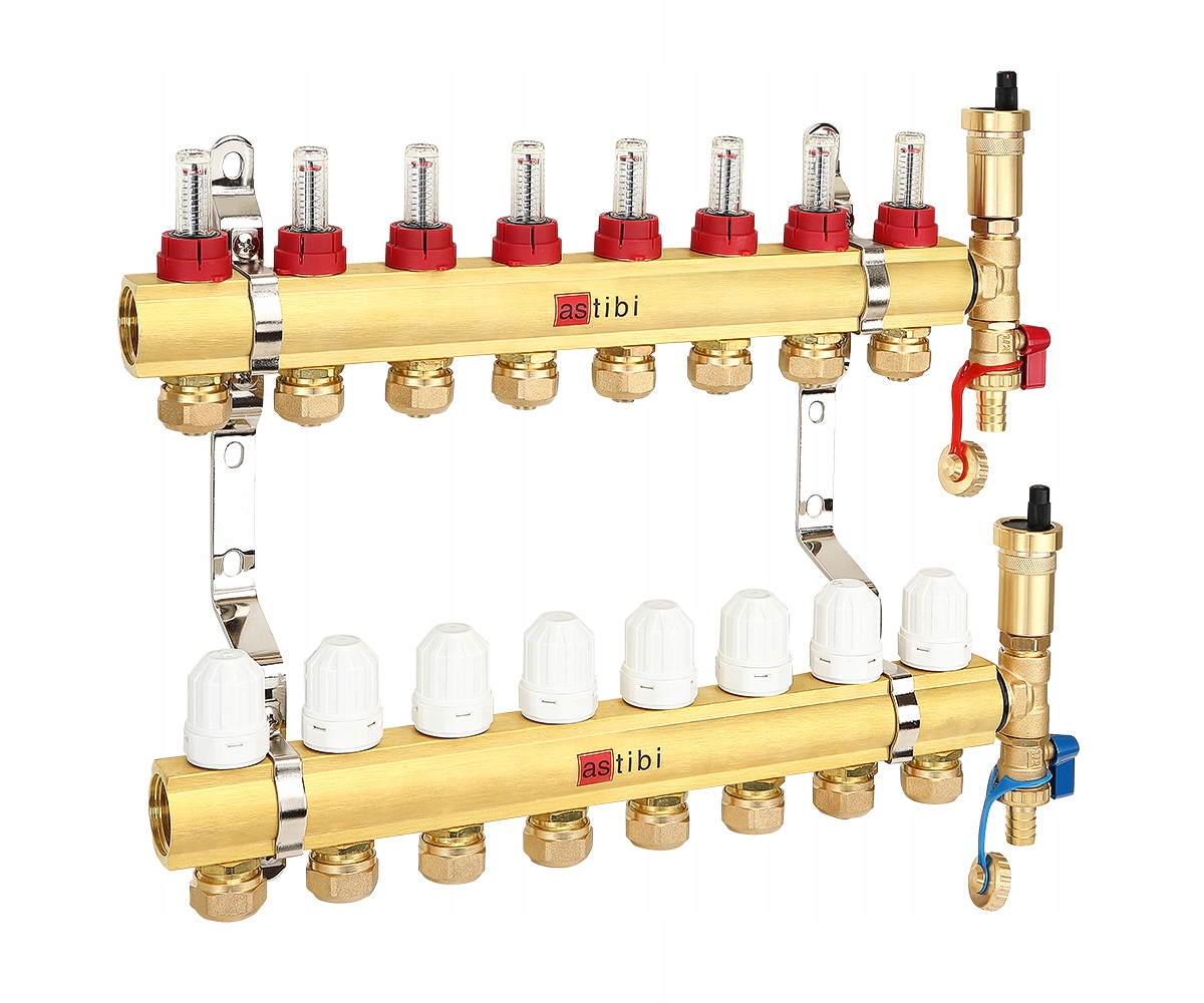 Rozdělovač 8 Okruhů Podlahového Vytápění Pro Podlahové Vytápění S Adaptéry Pex