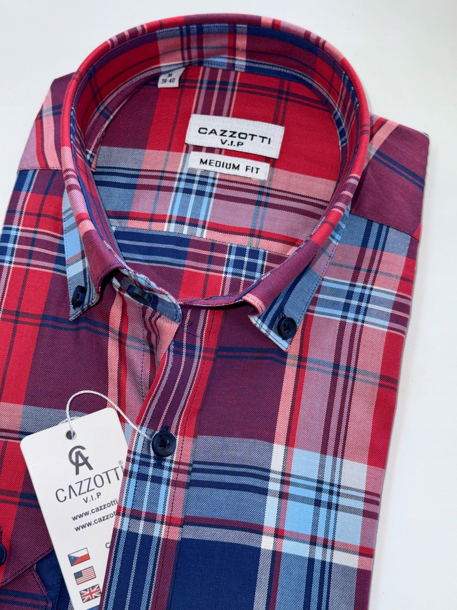 Cazzotti pánská košile červená s dlouhým rukávem medium fit 3XL 47/48 46C