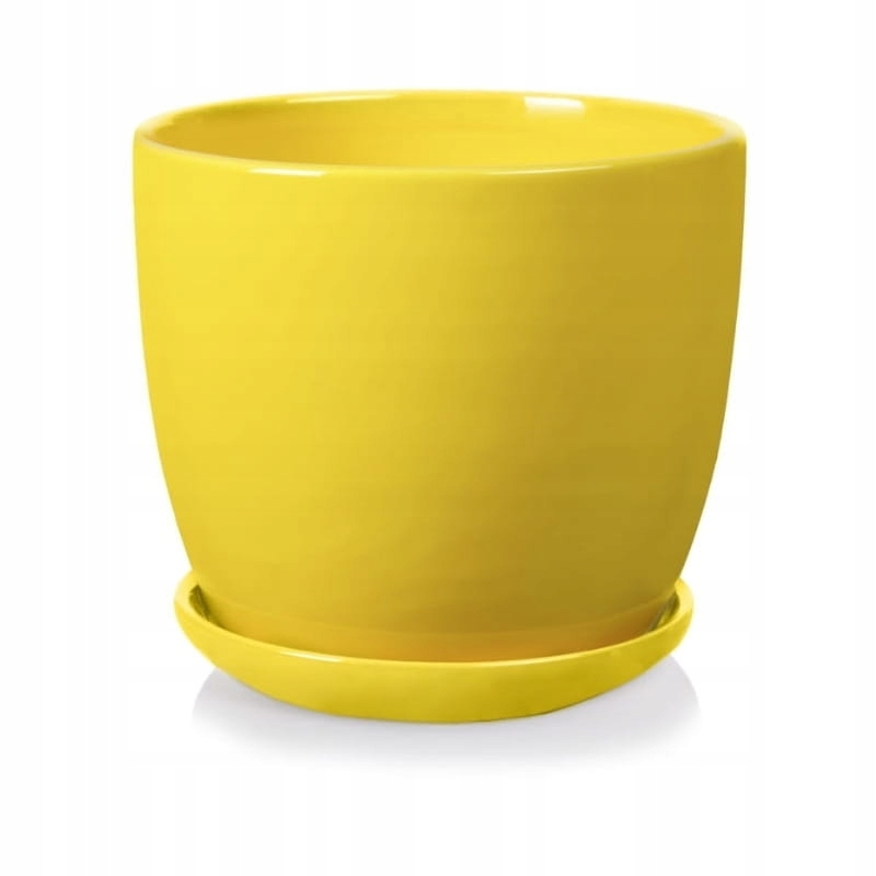 

Żółta doniczka ceramiczna z podstawką śr. 20 cm
