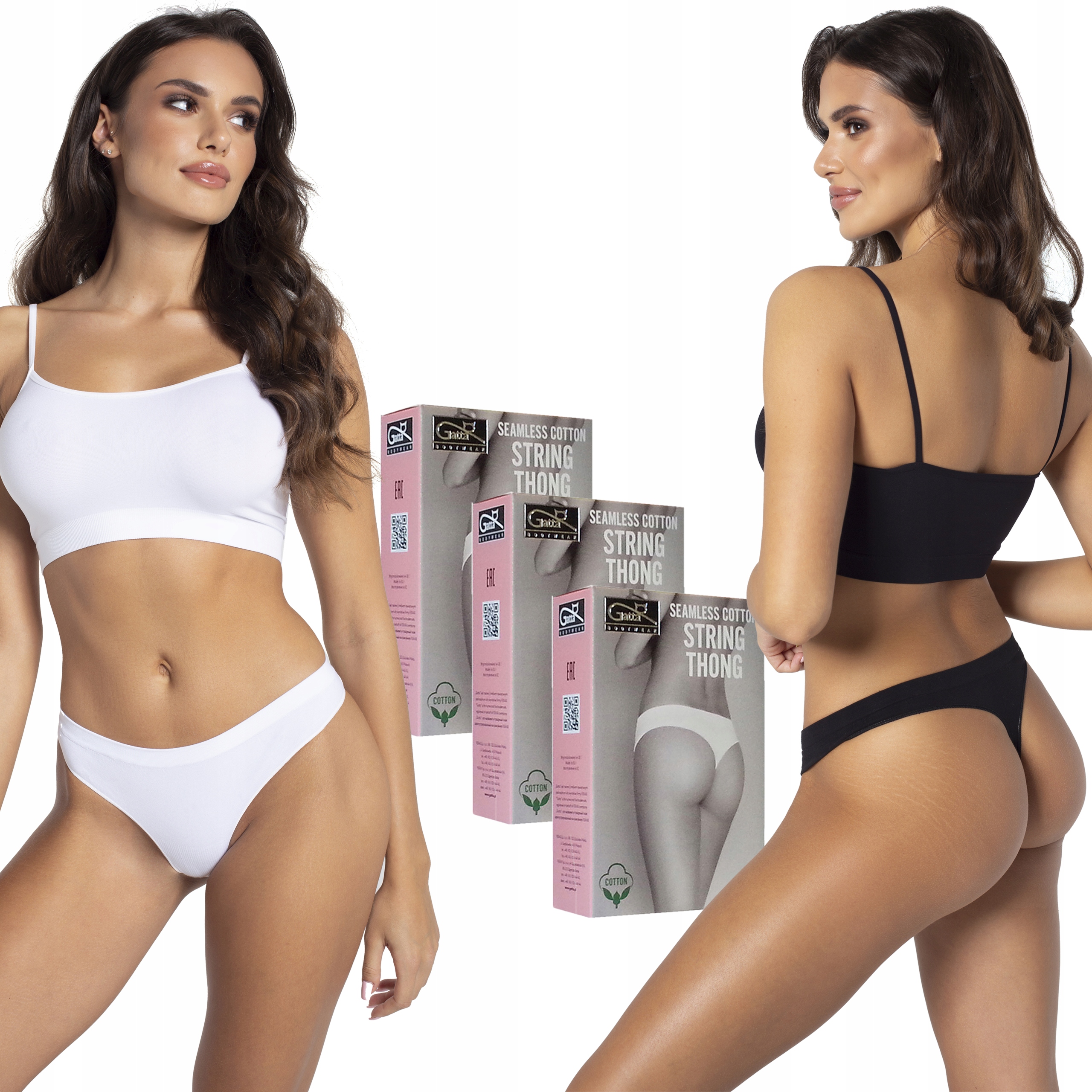 GATTA STRING THONG, majtki bezszwowe, 3-PAK, M