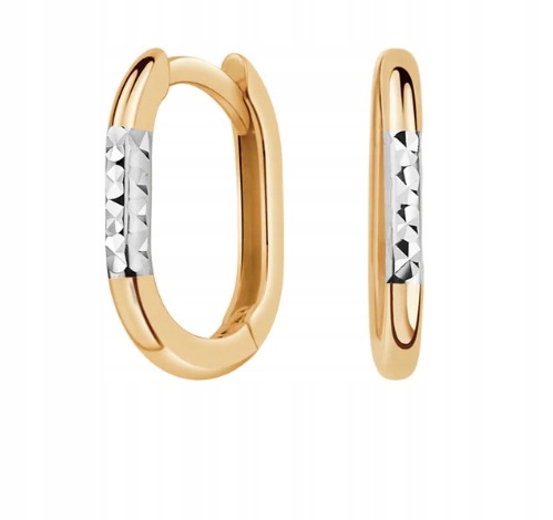 Złote Kolczyki Owalne z Białym Złotem JZ21291 Verona Jewellery