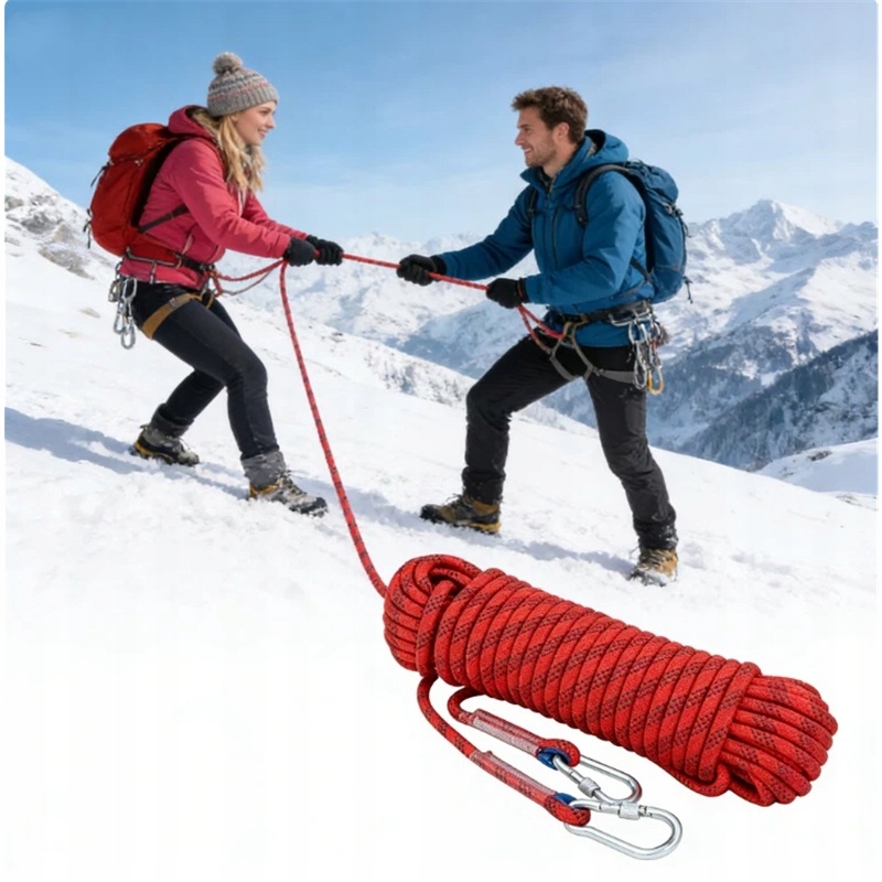 Univerzální lano červené 12 mm 20 m – těžké, pro lezení a tažení