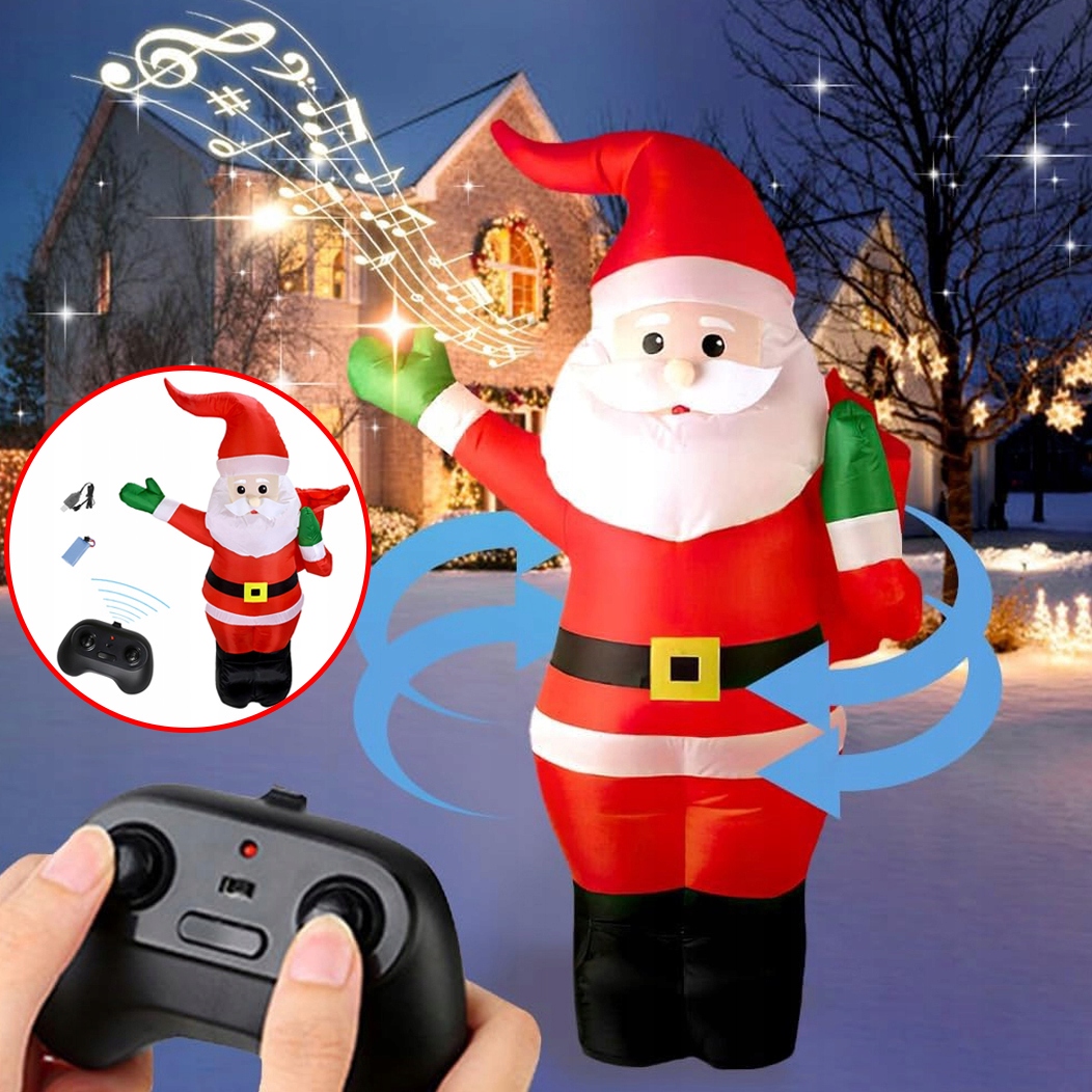 Mikuláš Velký Nafukovací Foukač Ovládaný Dálkovým Ovladačem S Hudbou