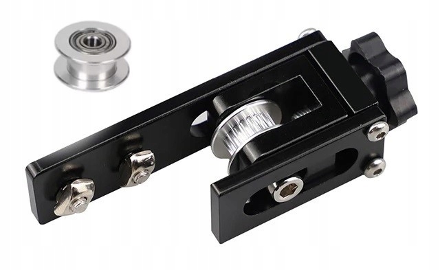 ALUMINIOWY NAPINACZ PASKA GT3 V-SLOT T-SLOT Z GŁATKĄ ROLKĄ - CZARNY