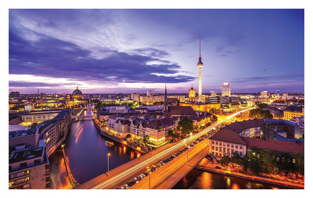 Fototapeta Berlín v noci Spréva panoráma mesta veža Tv 368x254 lepidlo