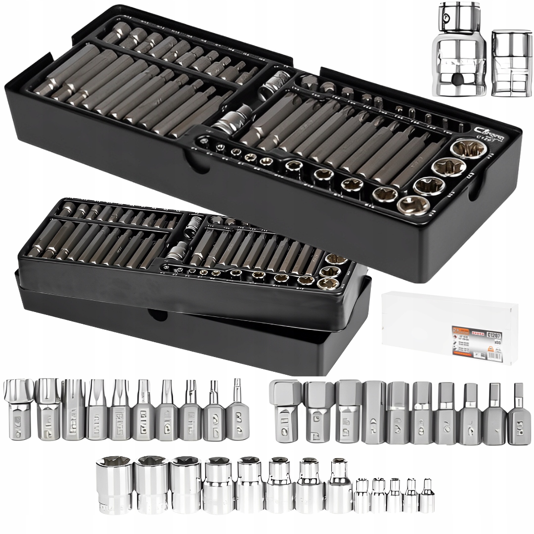 BITÓY ZESTAW IMBUS H4-H14, TORX T20-T70 I TORX E4-E24, STAL S2, 55 EL WKŁAD