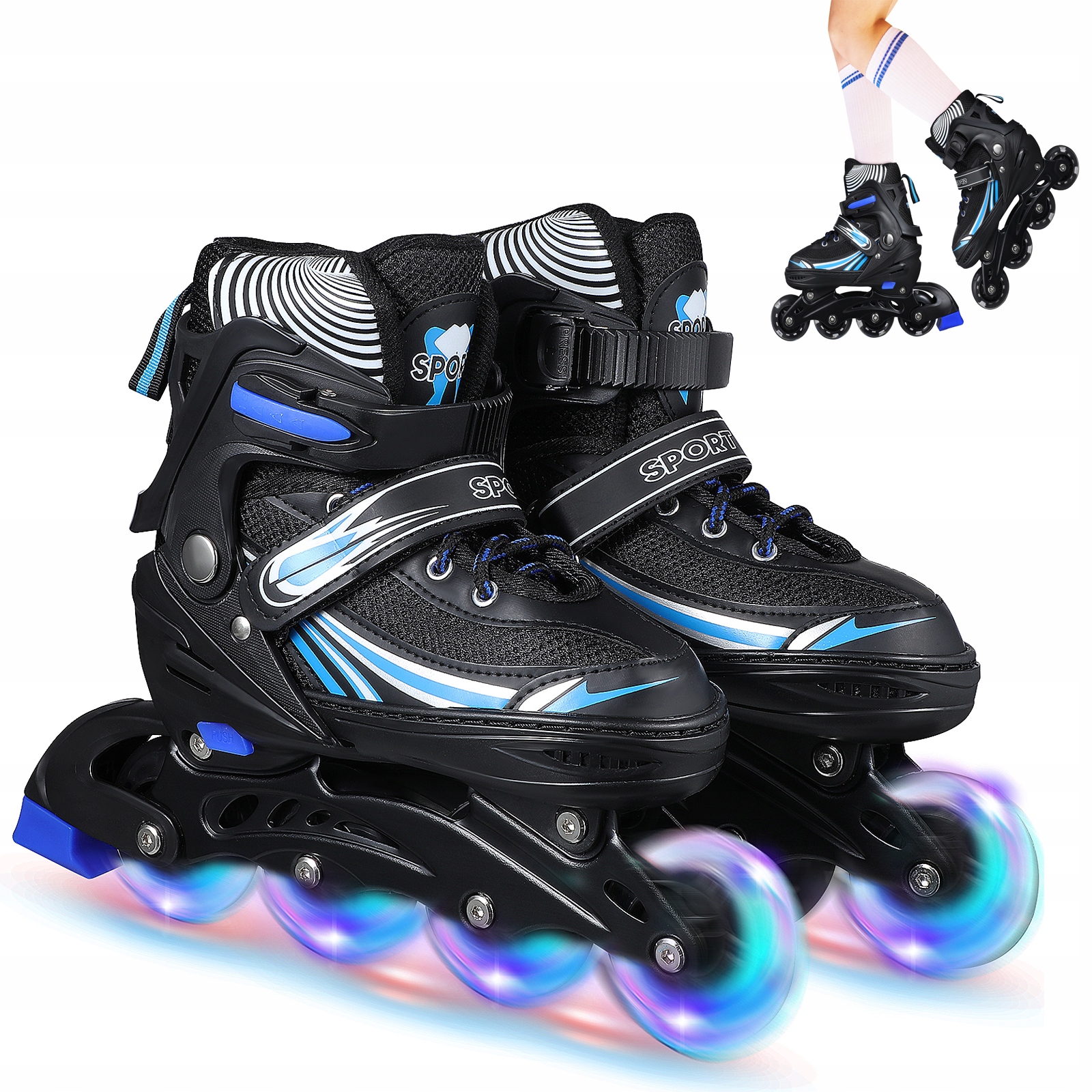 1 Para Modnych Rolek Inline Damskich I Męskich Z Regulacją Rozmiaru