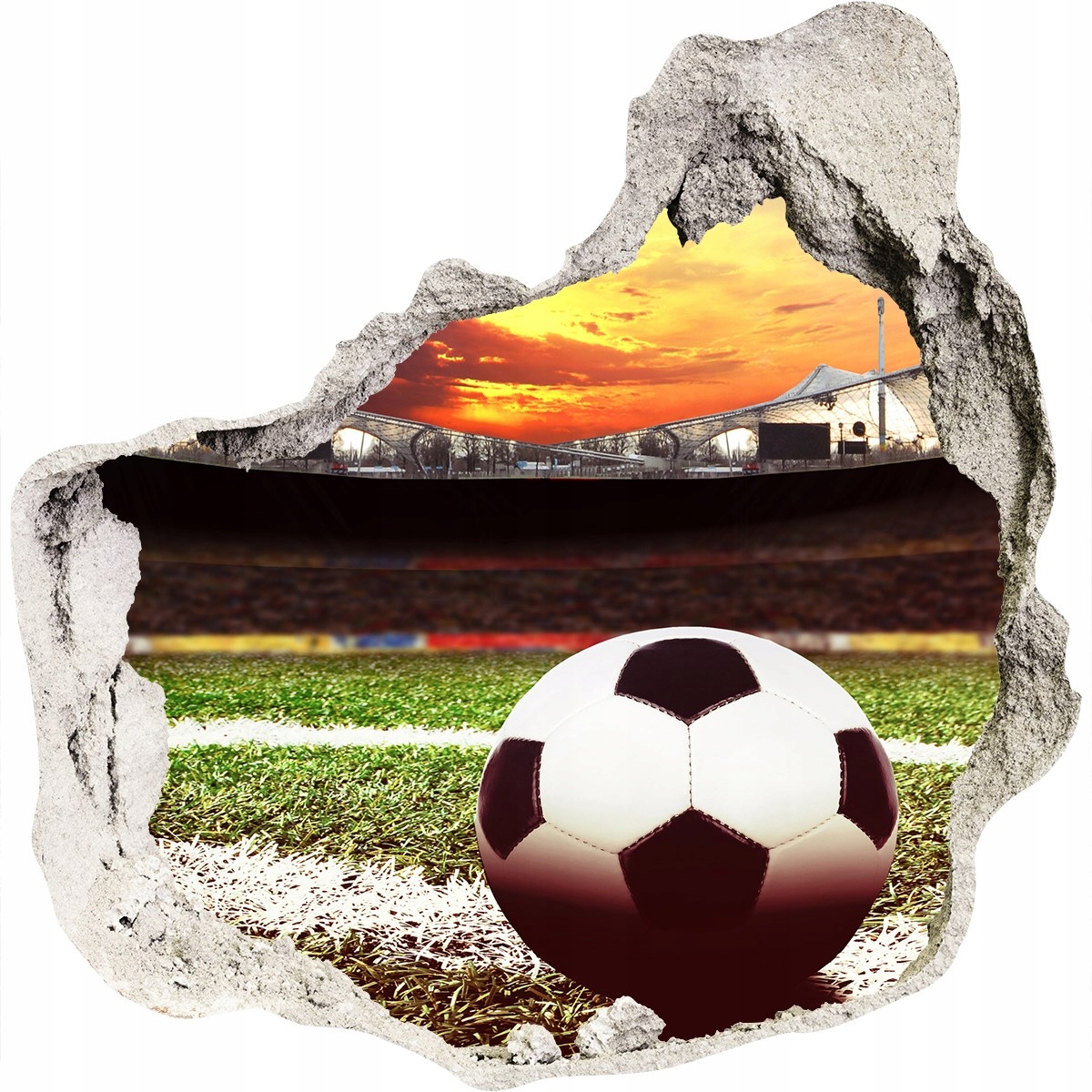 

Fototapeta dziura na ścianę 3d Piłka na stadionie